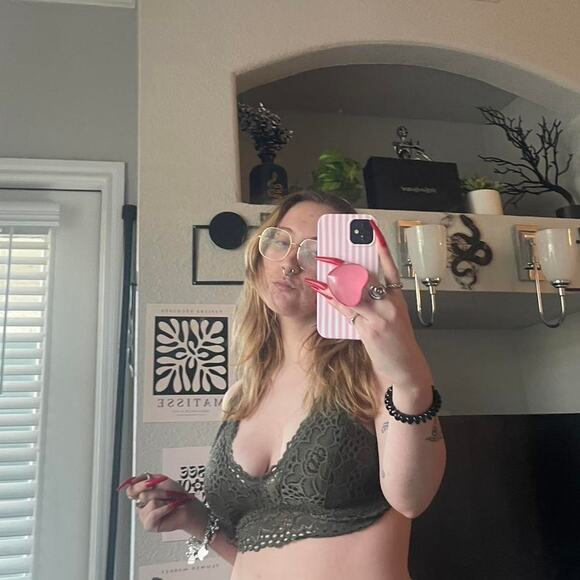 chic Other - Olive green lace bralette top